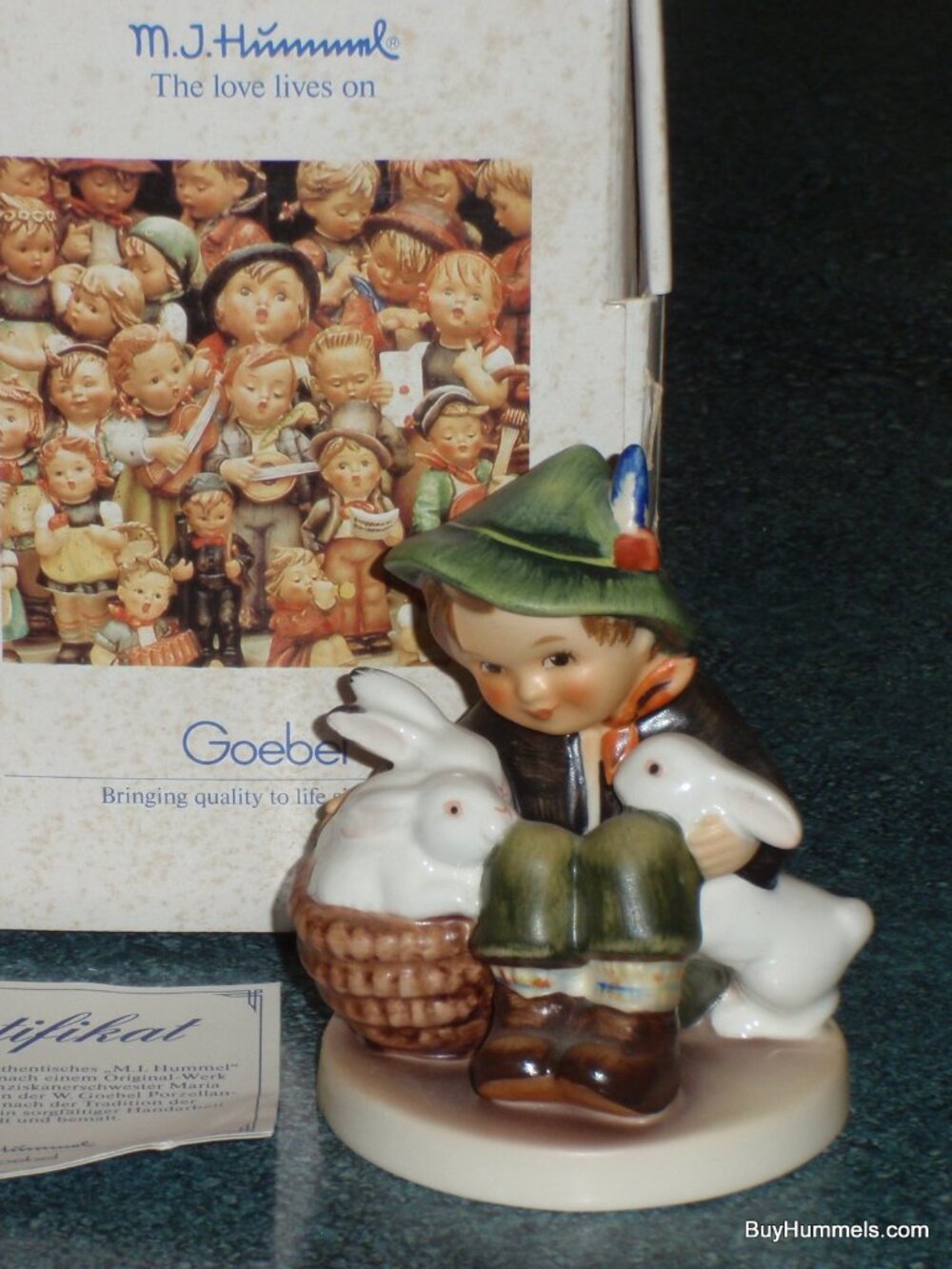 "Playmates" Goebel Hummel Figurine #58 2/0 TMK6 Boy With Bunnies MINT WITH BOX!